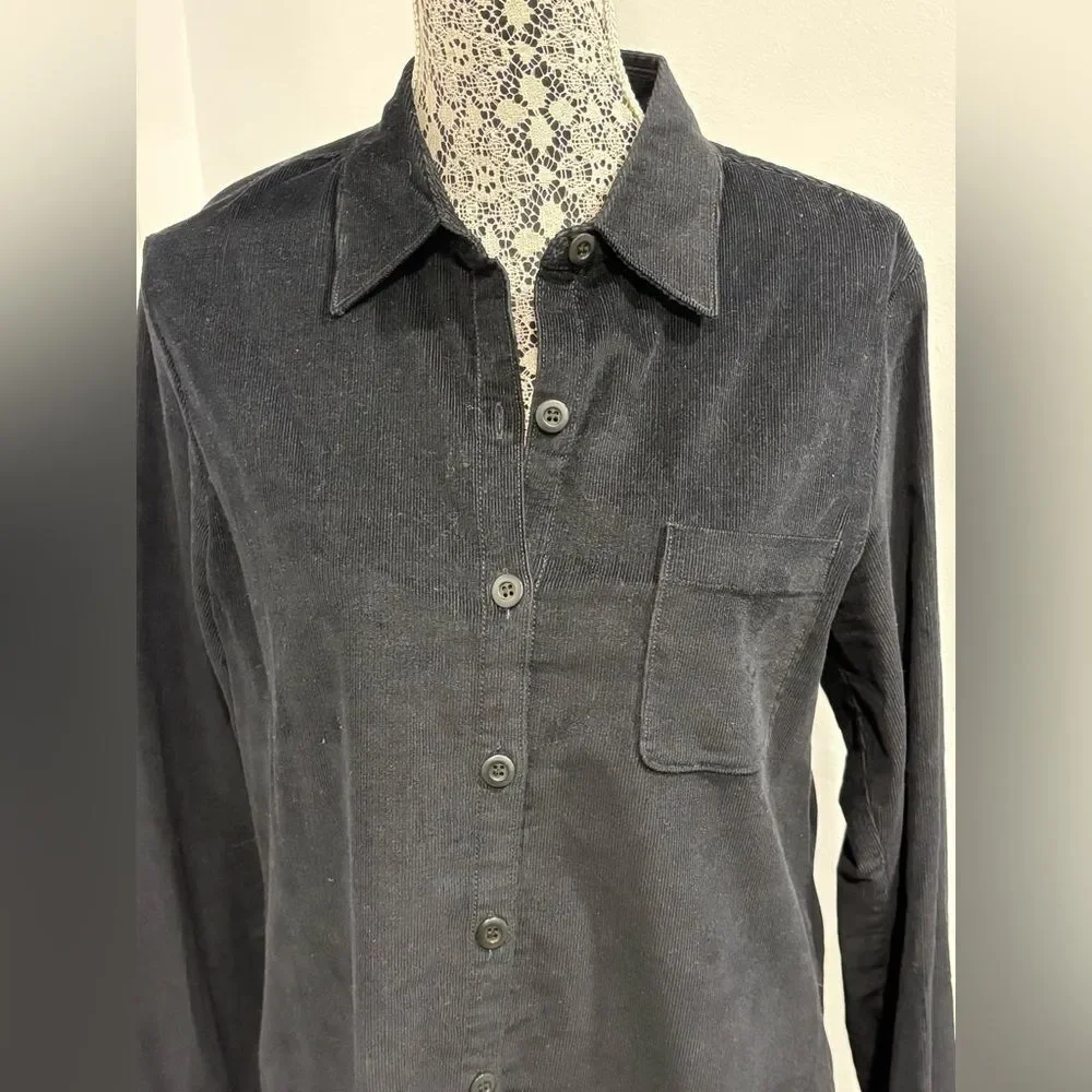 J. Crew Black Corduroy Long Sleeve Shirt Dress